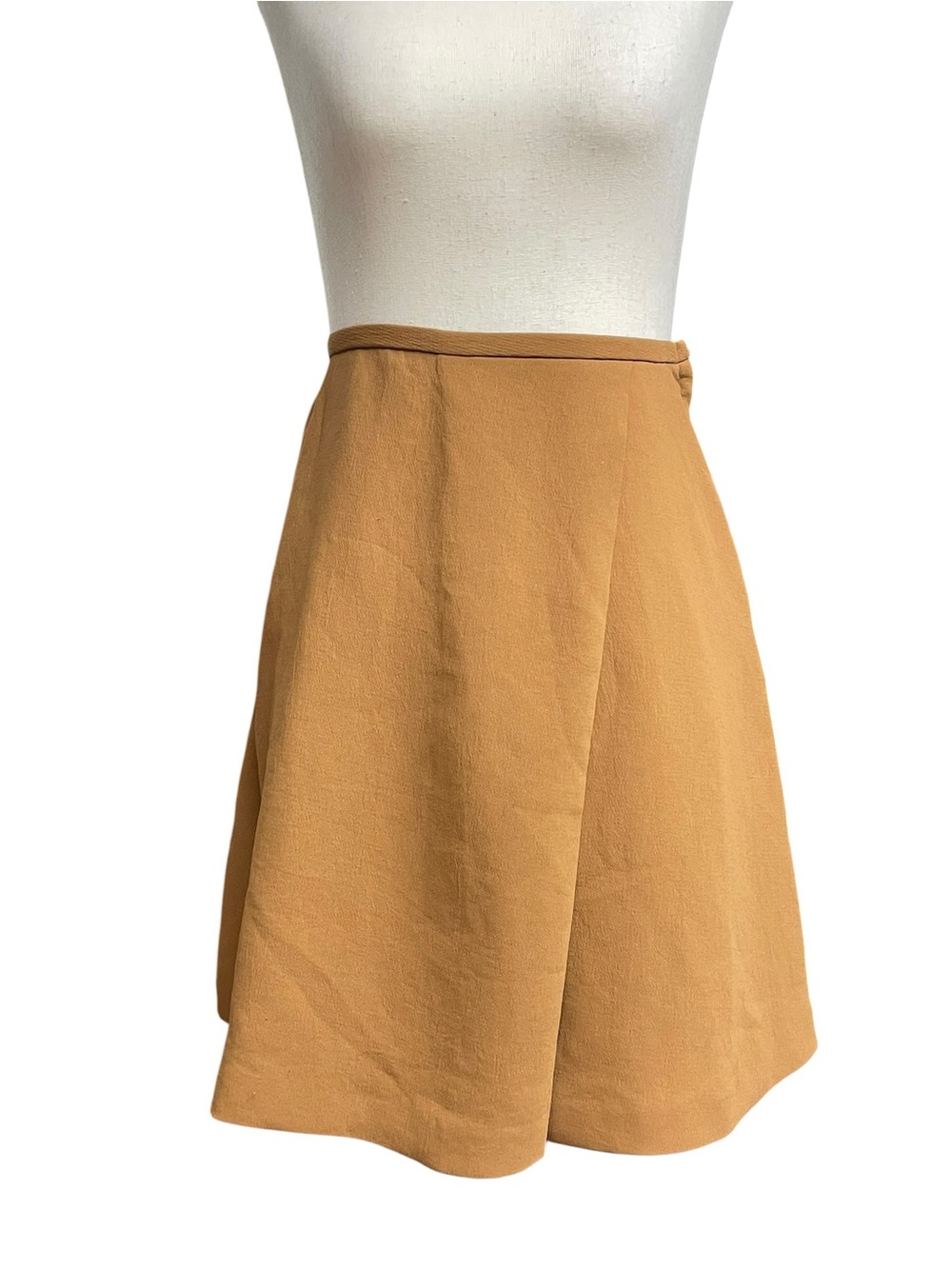 Wilfred Crepette Tan Faux Wrap Skirt Size 4